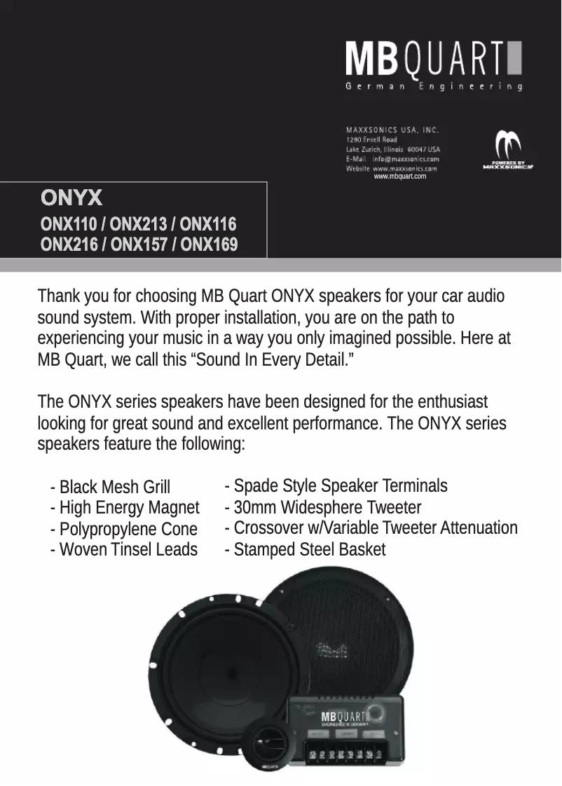 Image de la première page du manuel de l'appareil Onyx Onx110