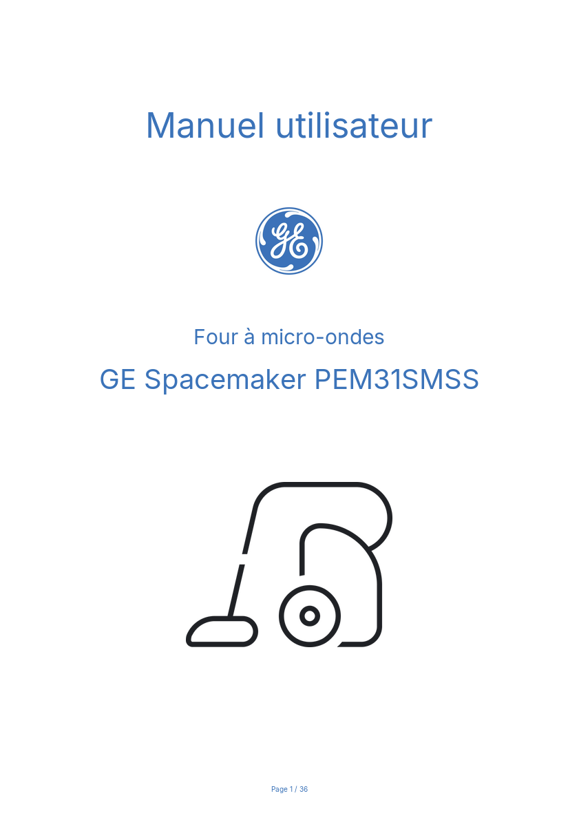 Page n°1 - Manuel utilisateur GE Spacemaker PEM31SMSS