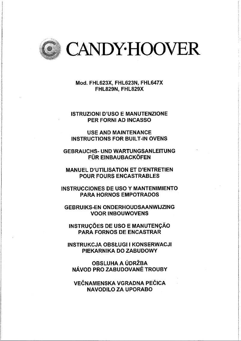 Page n°1 - Manuel utilisateur Candy FHL 623 X
