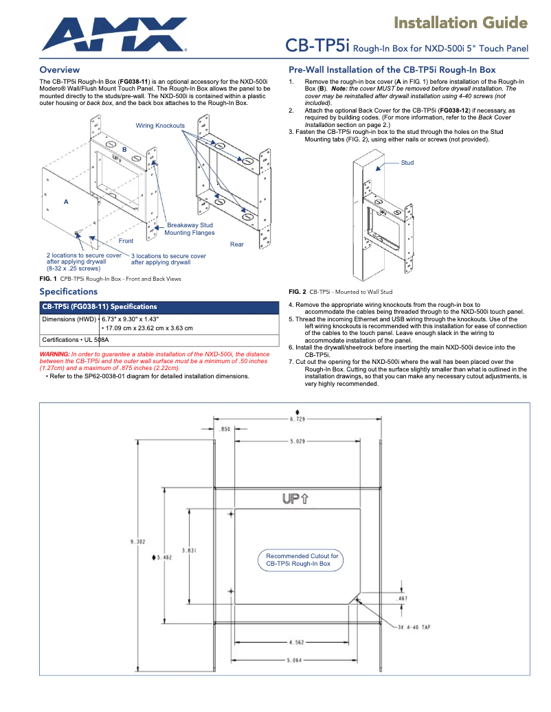 Page 1 de la notice Manuel utilisateur AMX CB-TP5ib