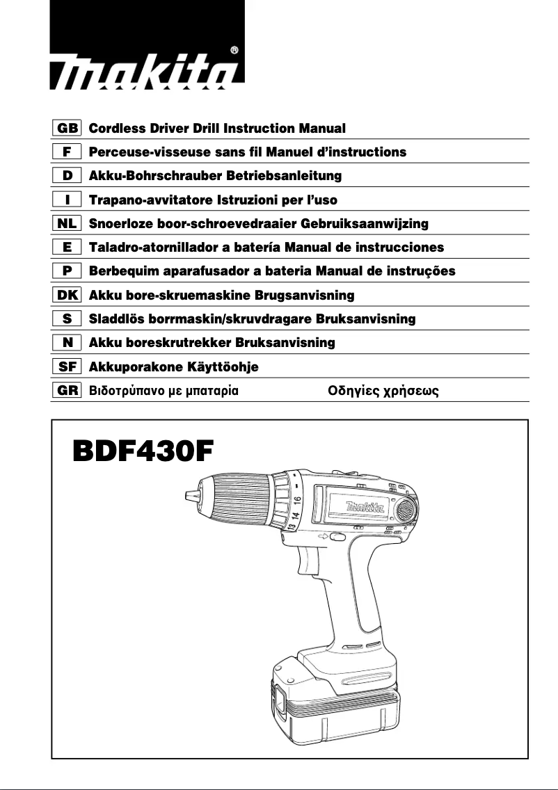 Page 1 de la notice Manuel utilisateur Makita BDF430F