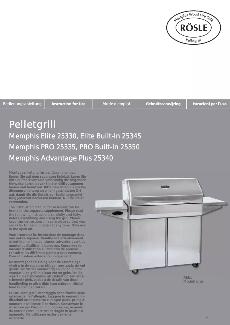 Image de la première page du manuel de l'appareil Memphis PRO