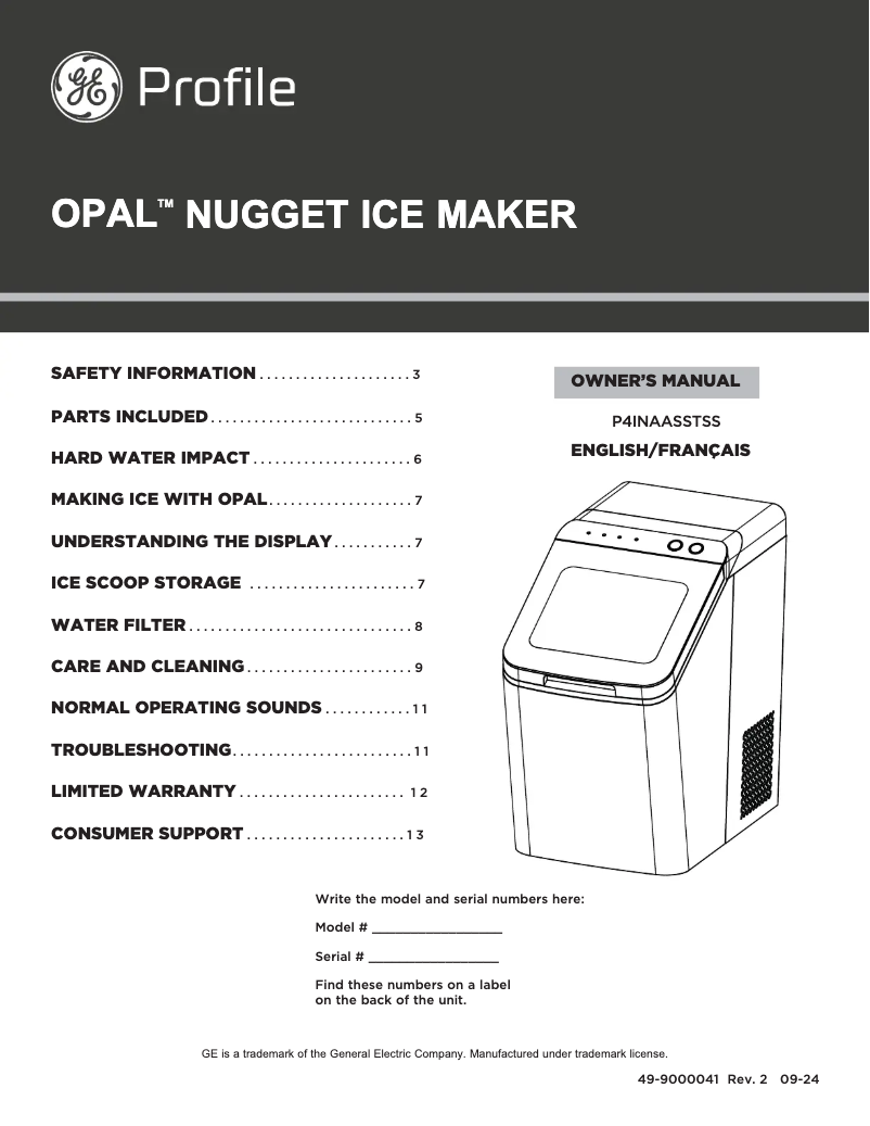 Image de la première page du manuel de l'appareil Profile Opal P4INAASSTSS