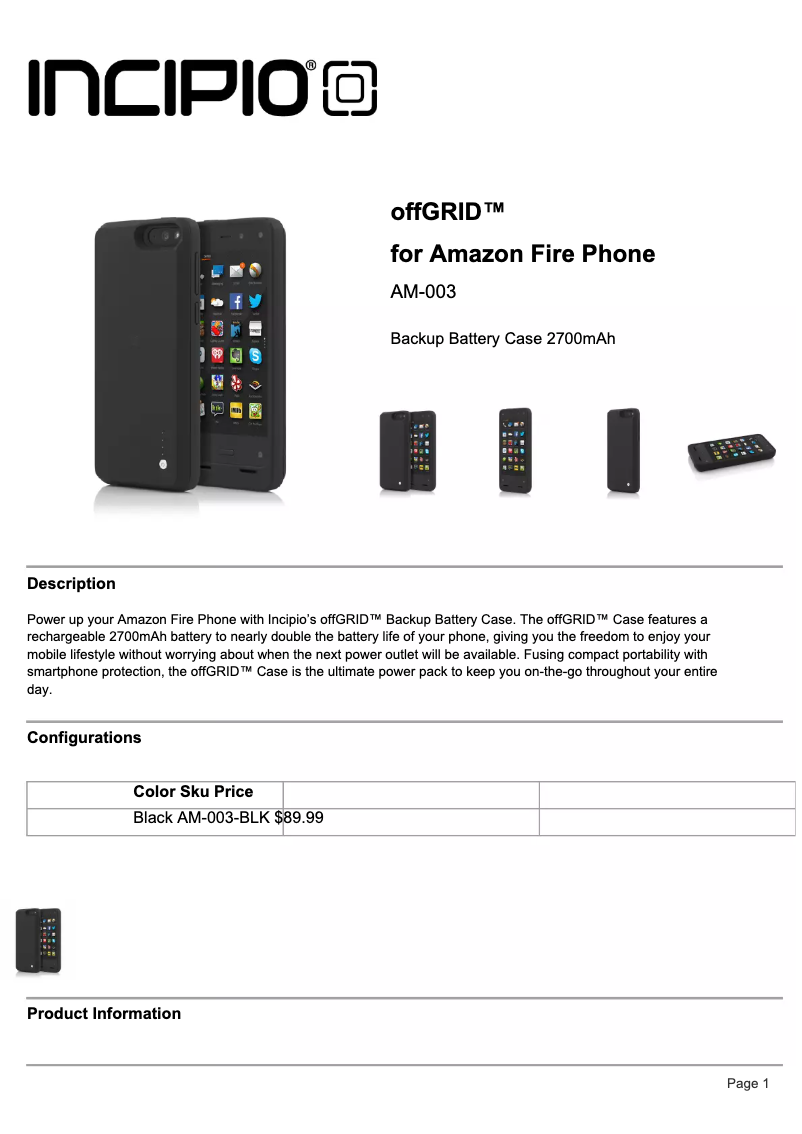 Página 1 del manual Manual de usuario Incipio offGRID