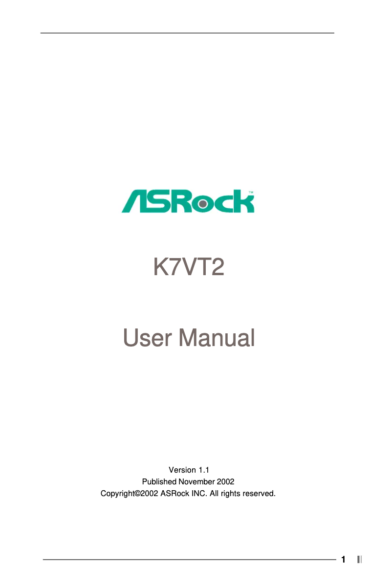 Image de la première page du manuel de l'appareil K7VT2