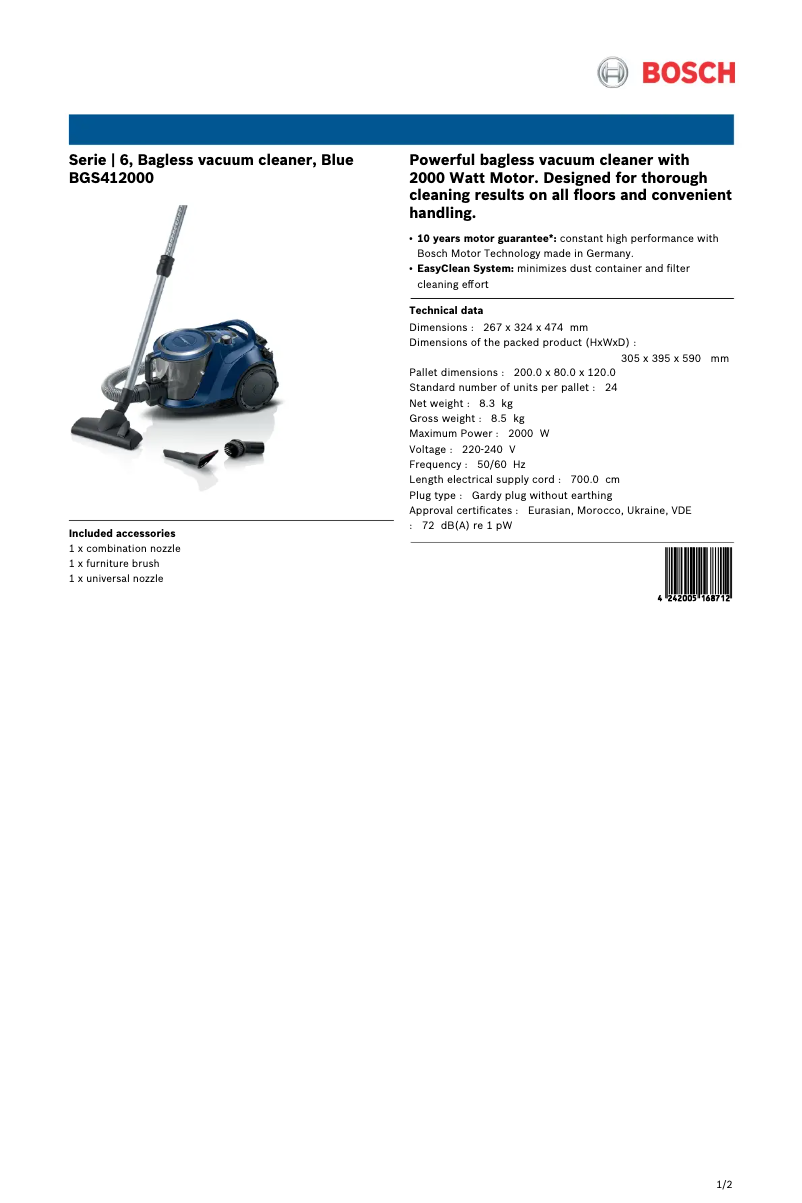 Image de la première page du manuel de l'appareil BGS412000