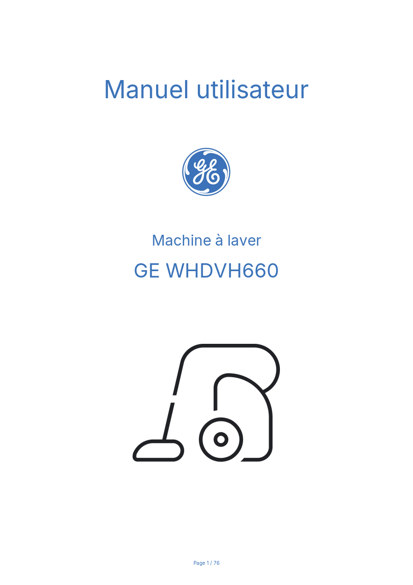 Page n°1 - Manuel utilisateur GE WHDVH660