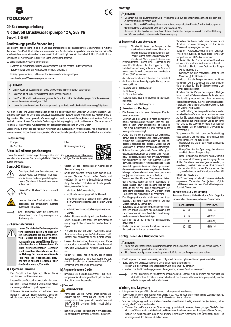 Page 1 de la notice Manuel utilisateur Toolcraft TO-7159155