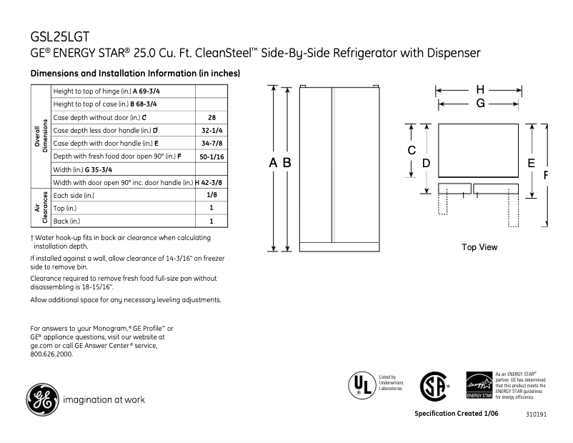 Image de la première page du manuel de l'appareil GSL25LGTBS