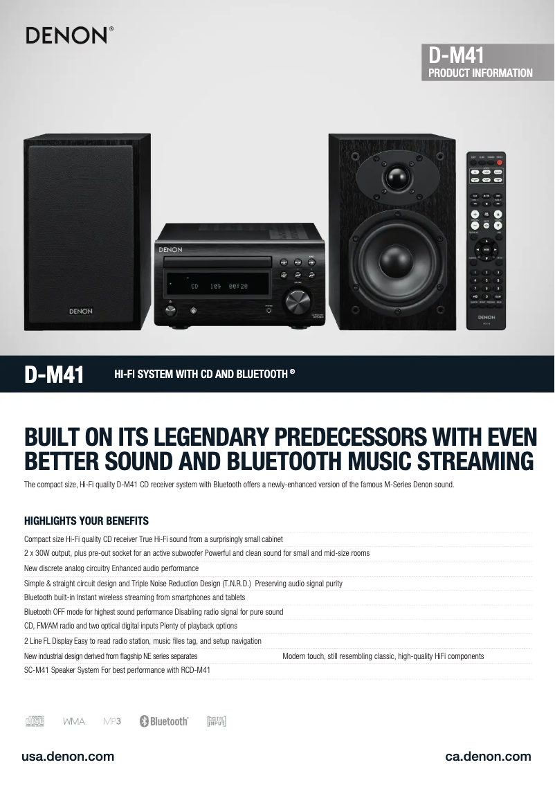 Page n°1 - Fiche technique Denon RCD-M41