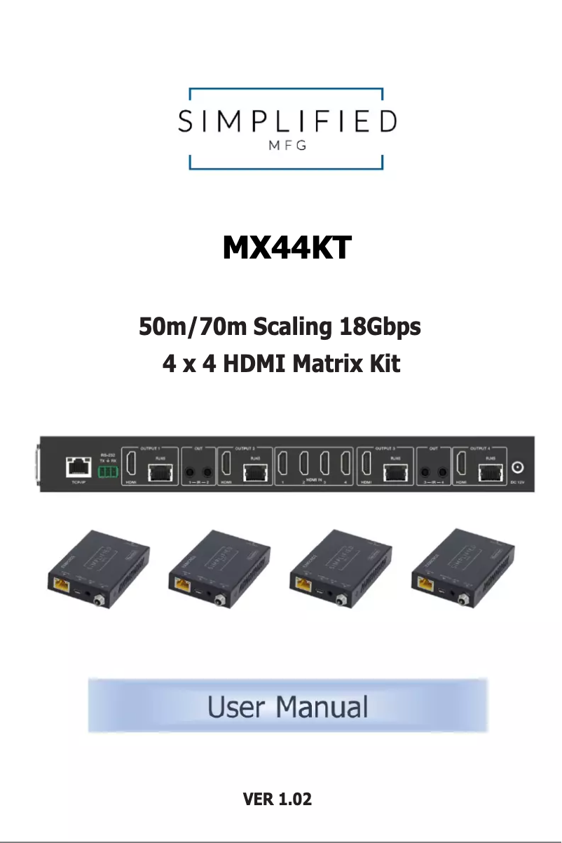 Page 1 de la notice Manuel utilisateur Simplified MFG MX44KT