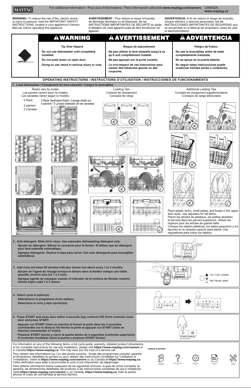 Page 1 de la notice Guide de démarrage rapide Maytag MDB7959SKZ