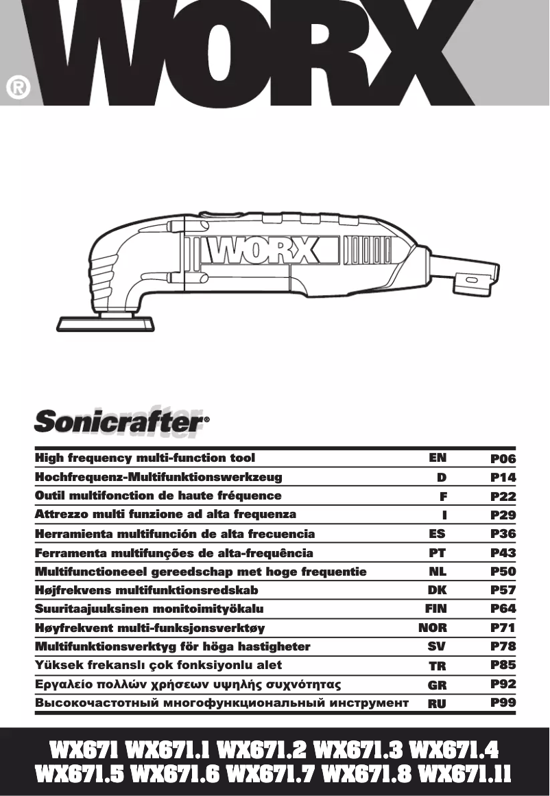Page n°1 - Manuel utilisateur Worx Sonicrafter WX671.6