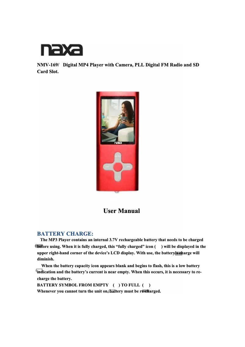 Página 1 del manual Manual de usuario Naxa NMV-169