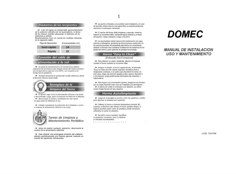 Page 1 de la notice Manuel utilisateur Domec CTOBAV