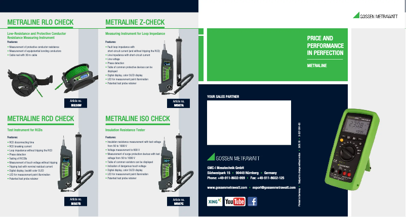 Page 1 de la notice Brochure Gossen Metrawatt Metraline DM 41