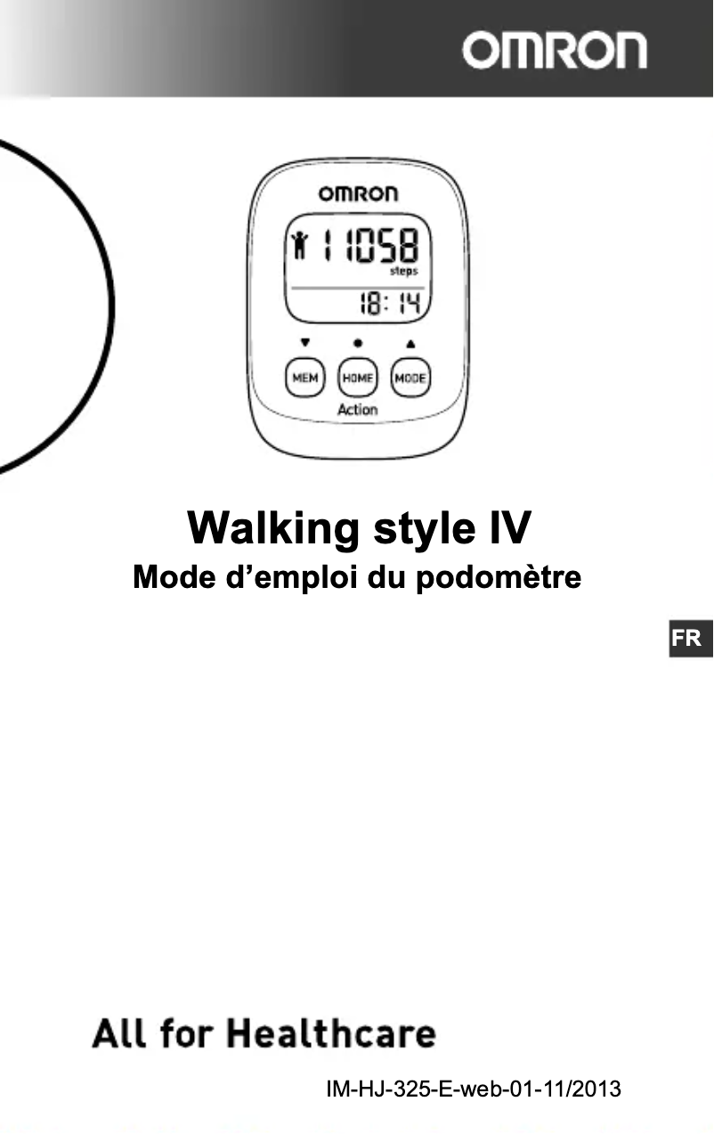 Page n°1 - Manuel utilisateur Omron Walking Style IV HJ-325-EB