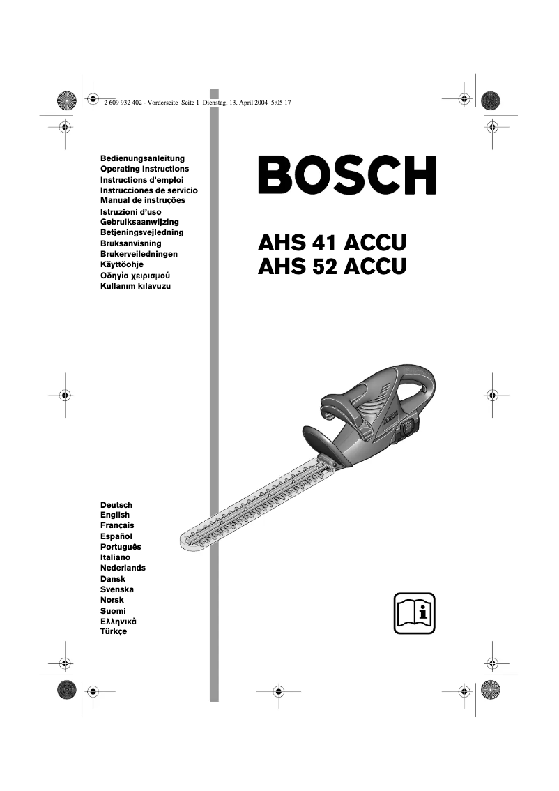 Page 1 de la notice Manuel utilisateur Bosch AHS 52 Accu