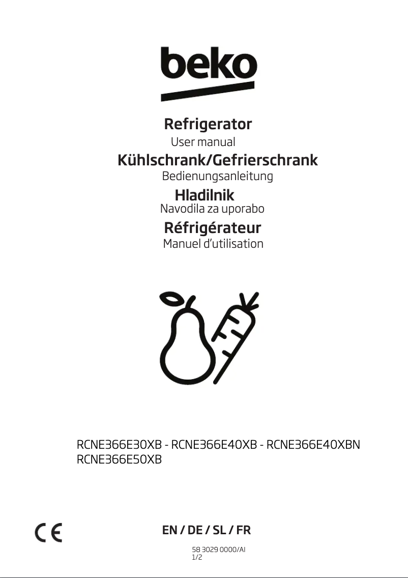 Page 1 de la notice Manuel utilisateur Beko RCNE366E50XBN