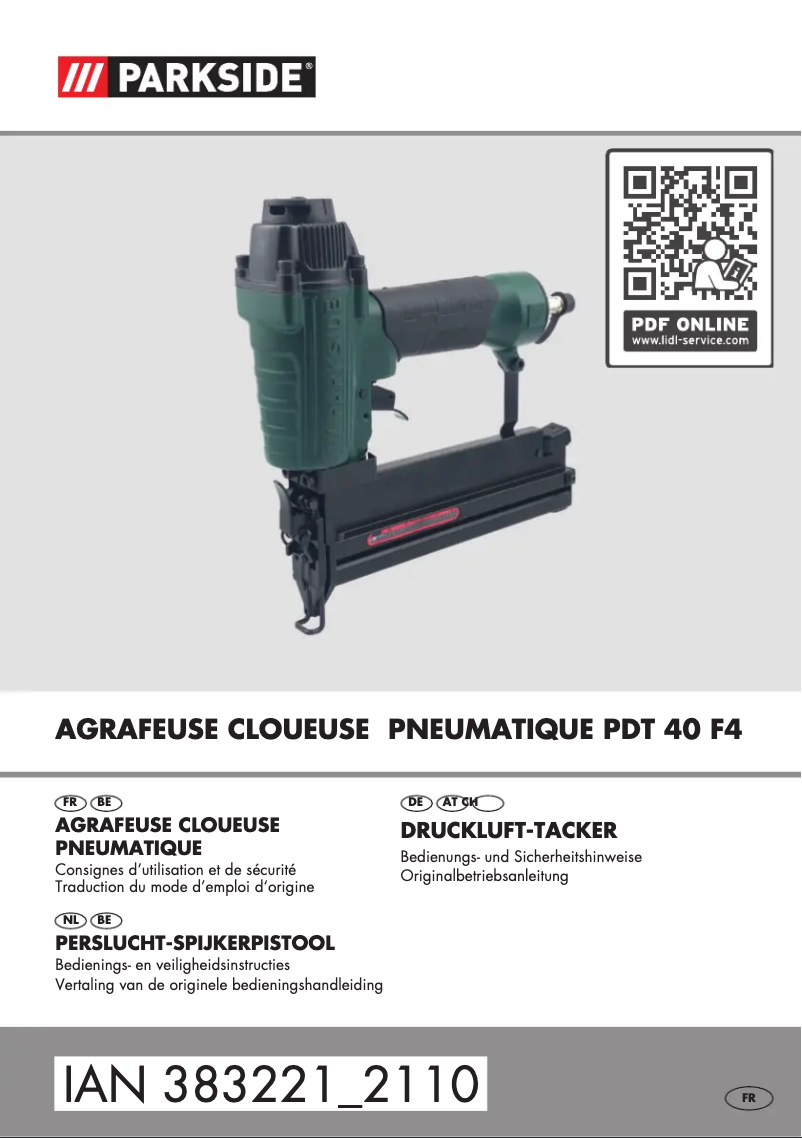 Page 1 de la notice Manuel utilisateur Parkside PDT 40 F4