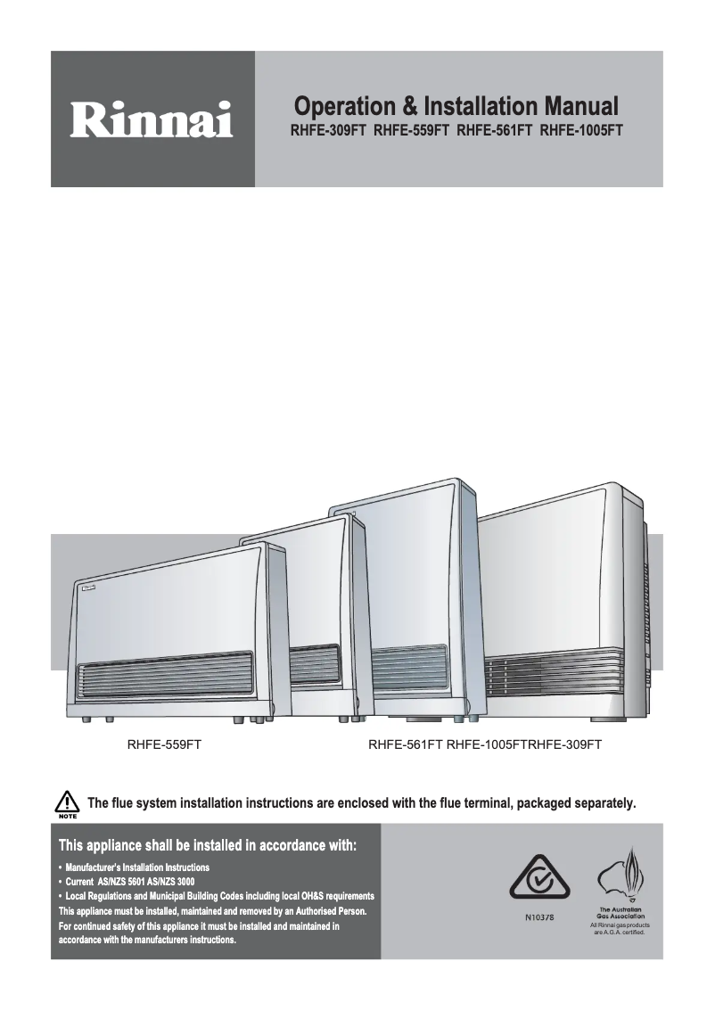 Page n°1 - Manuel utilisateur Rinnai RHFE-309FT