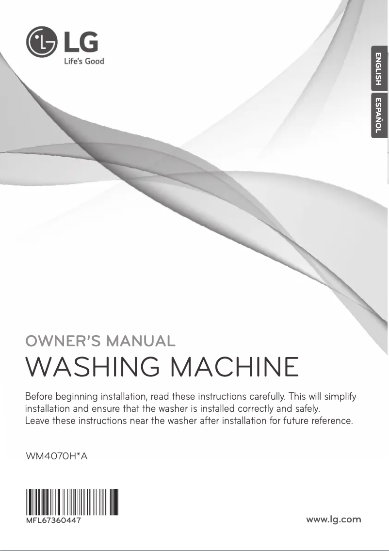 Page 1 de la notice Manuel utilisateur LG WM4070HWA