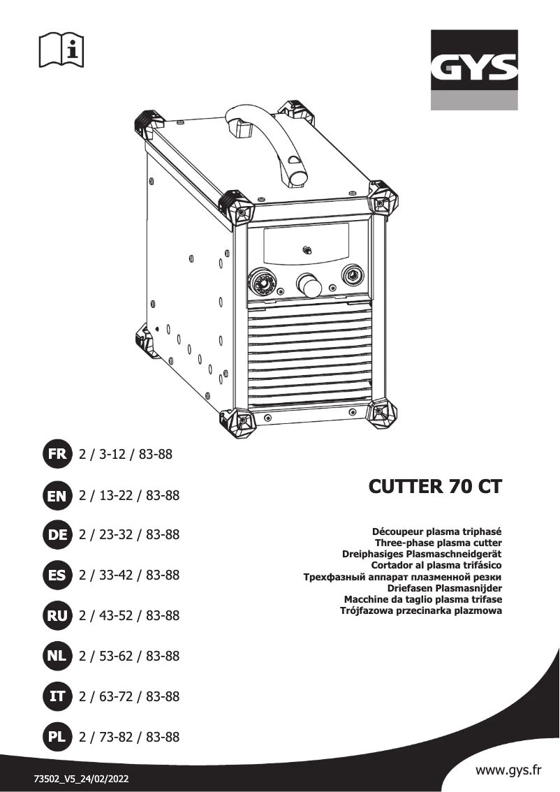 Page 1 de la notice Manuel utilisateur GYS Cutter 70 CT