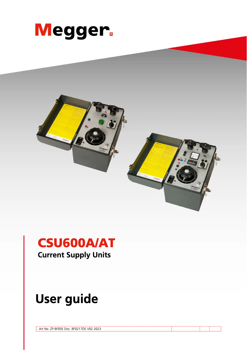 Page 1 de la notice Manuel utilisateur Megger CSU600AT