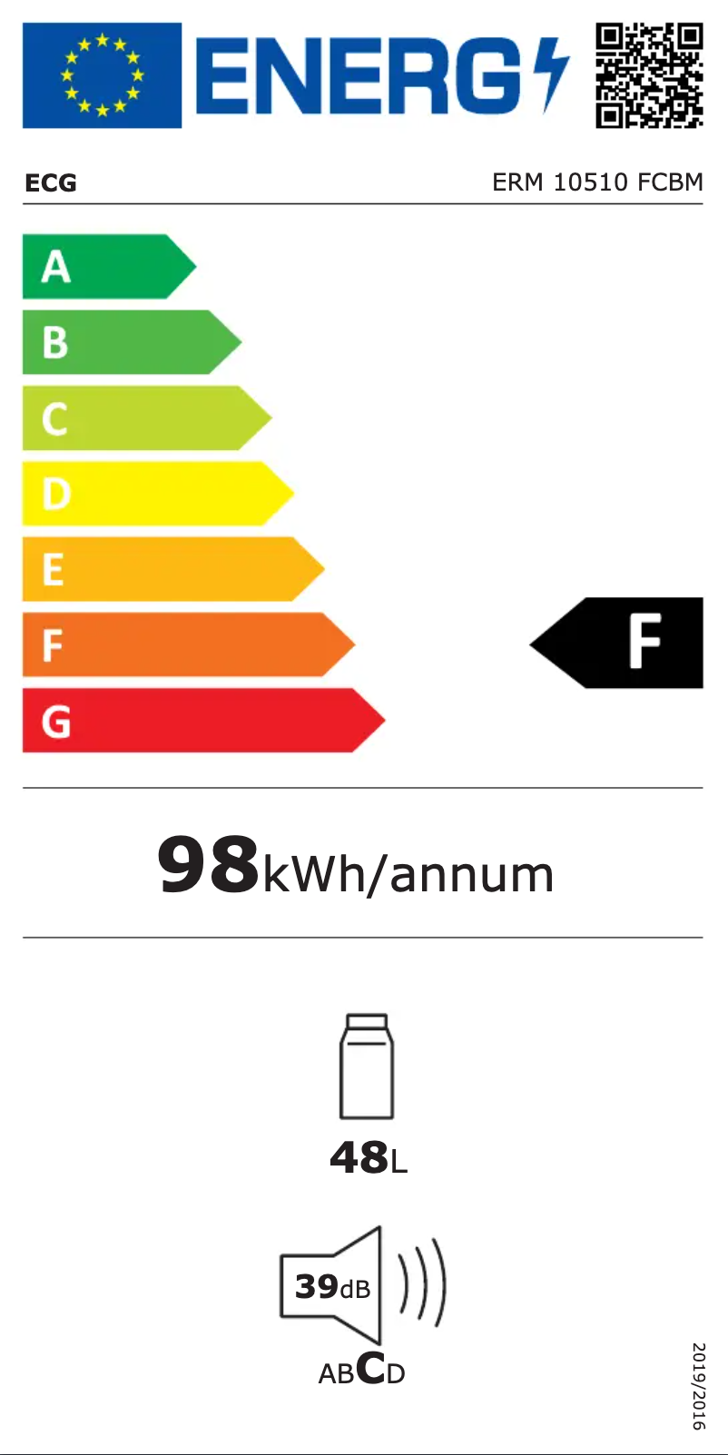 Page n°1 - Label énergétique ECG ERM 10510 FCBM