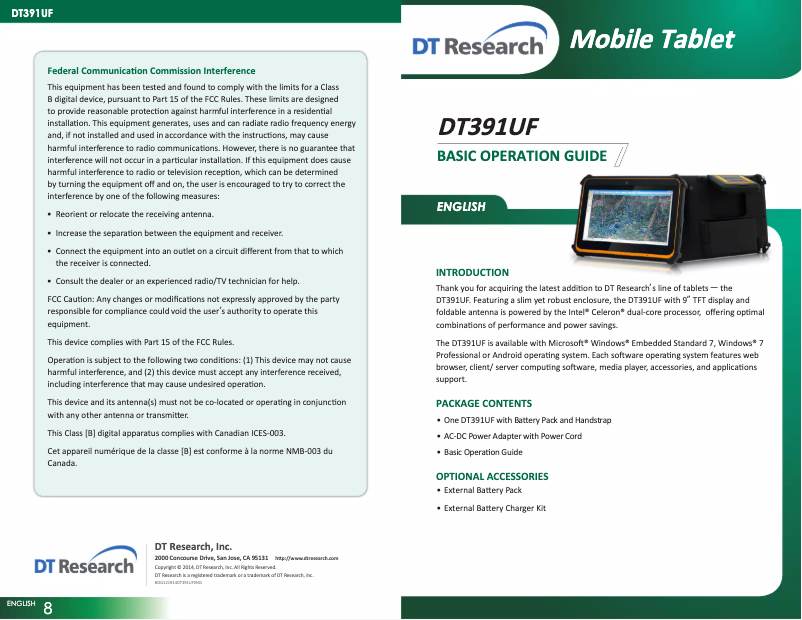 Page n°1 - Manuel utilisateur DT Research DT391UF