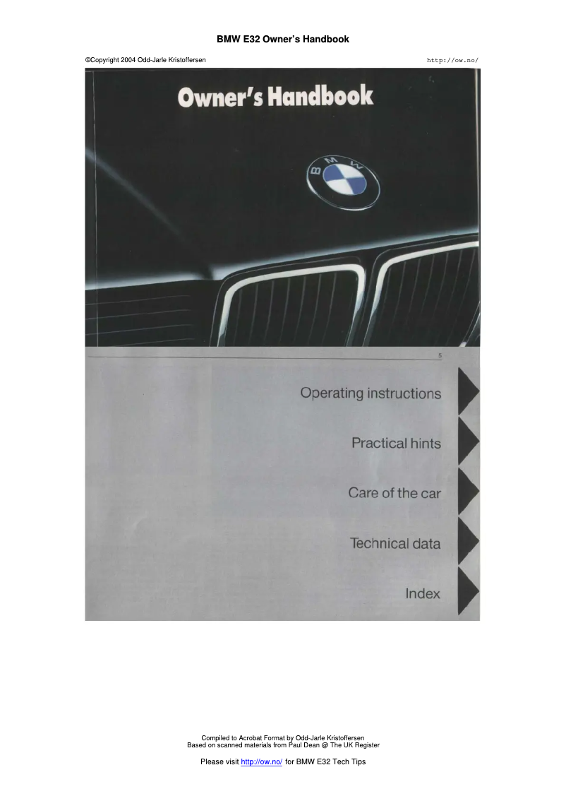 Page 1 de la notice Manuel utilisateur BMW 7 Series E32 (1988)