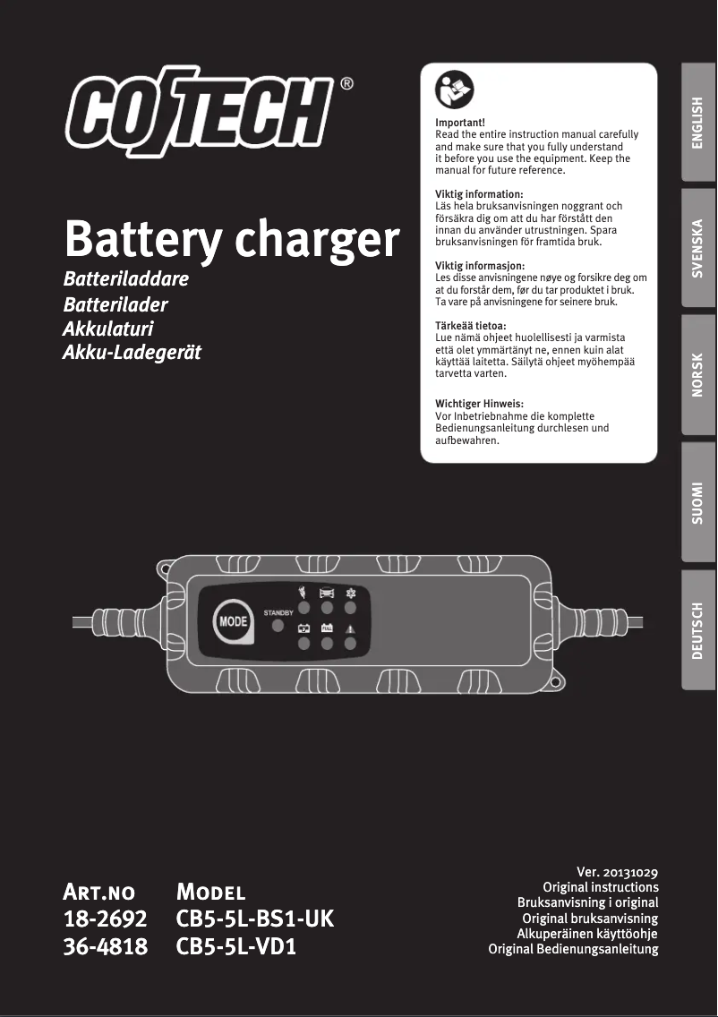 Image de la première page du manuel de l'appareil CB5-5L-VD1
