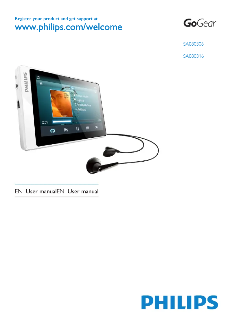 Page n°1 - Manuel utilisateur Philips GoGear SA080308W