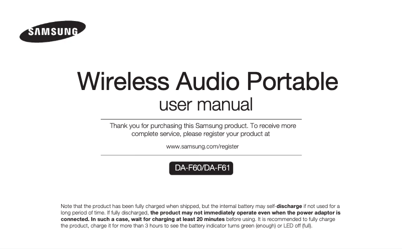 Page 1 de la notice Manuel utilisateur Samsung DA-F60