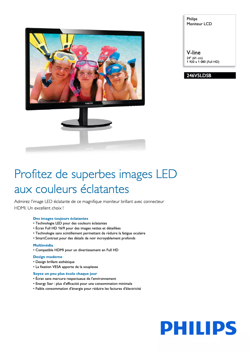 Image de la première page du manuel de l'appareil V Line 246V5LDSB