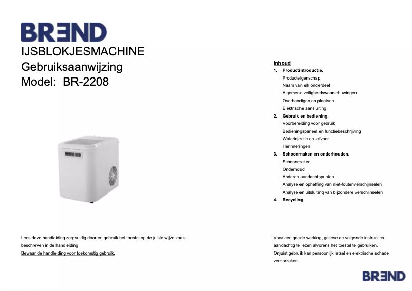 Page n°1 - Manuel utilisateur BREND BR-2208