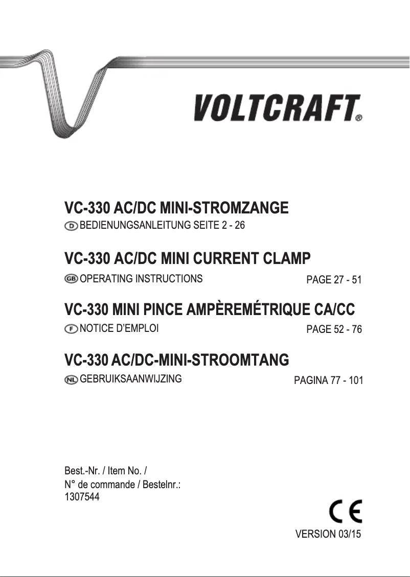 Page n°1 - Manuel utilisateur Voltcraft VC-330