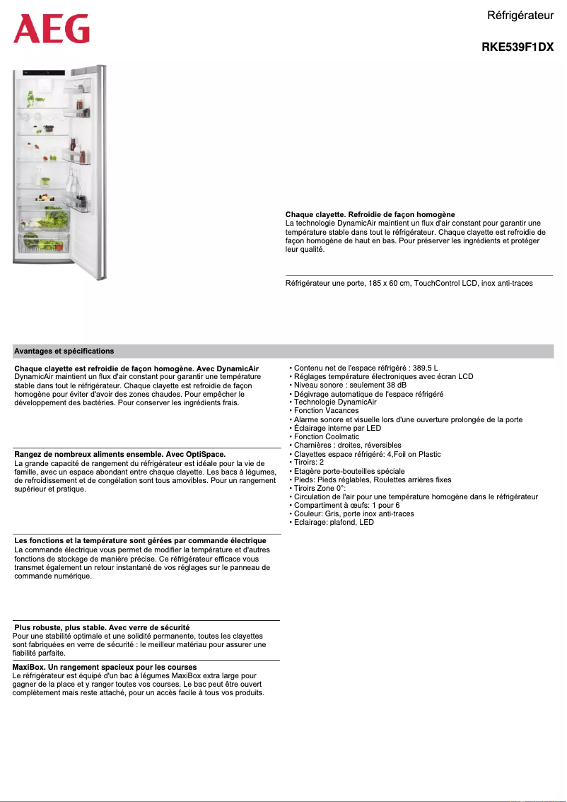 Image de la première page du manuel de l'appareil RKE539F1DX