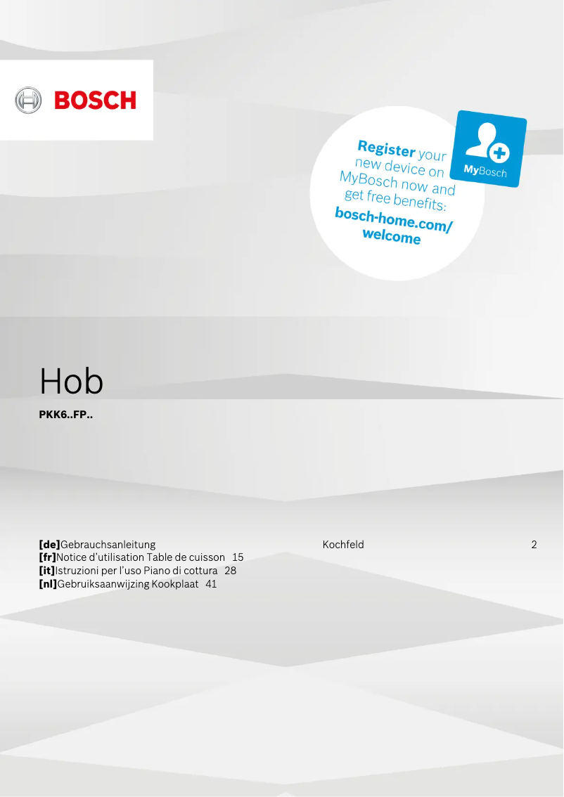 Page 1 de la notice Manuel utilisateur Bosch PKK651FP2E