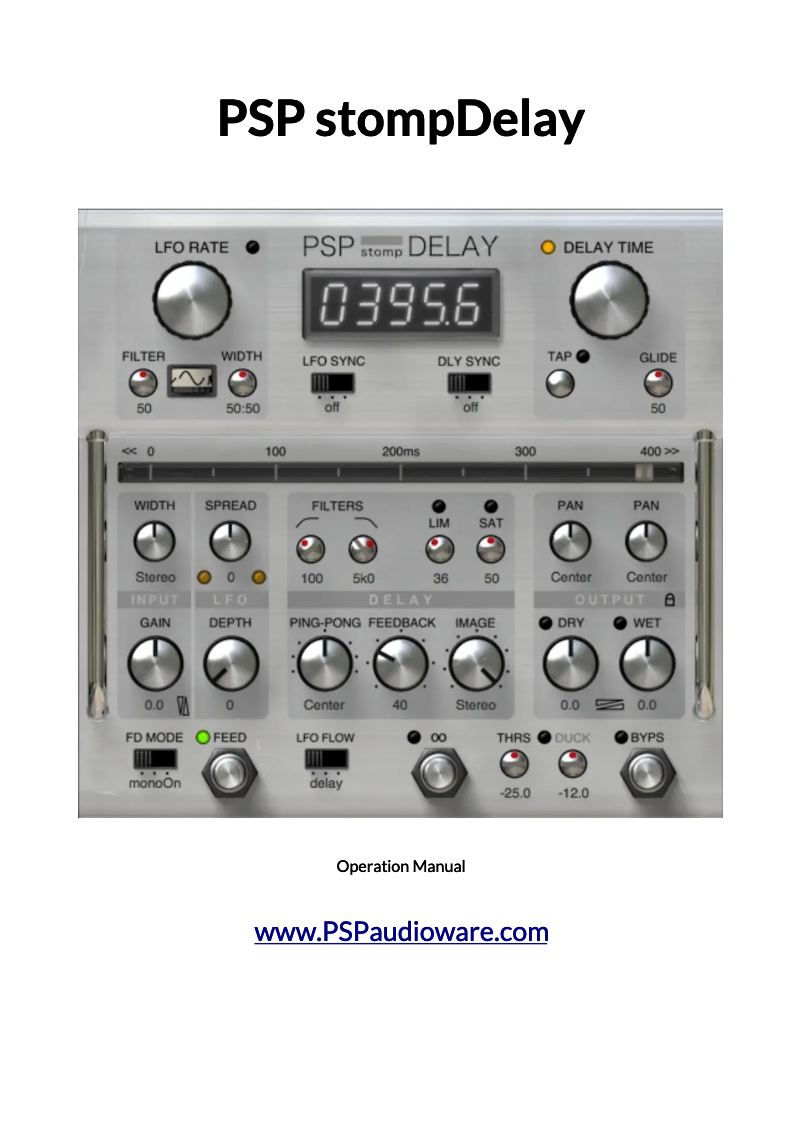 Page n°1 - Manuel utilisateur PSP Audioware stompDelay