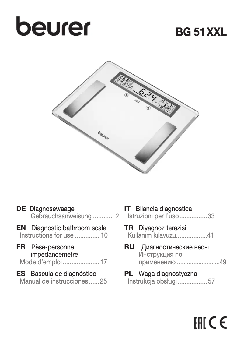 Page 1 of the manual User Manual Beurer BG 51 XXL