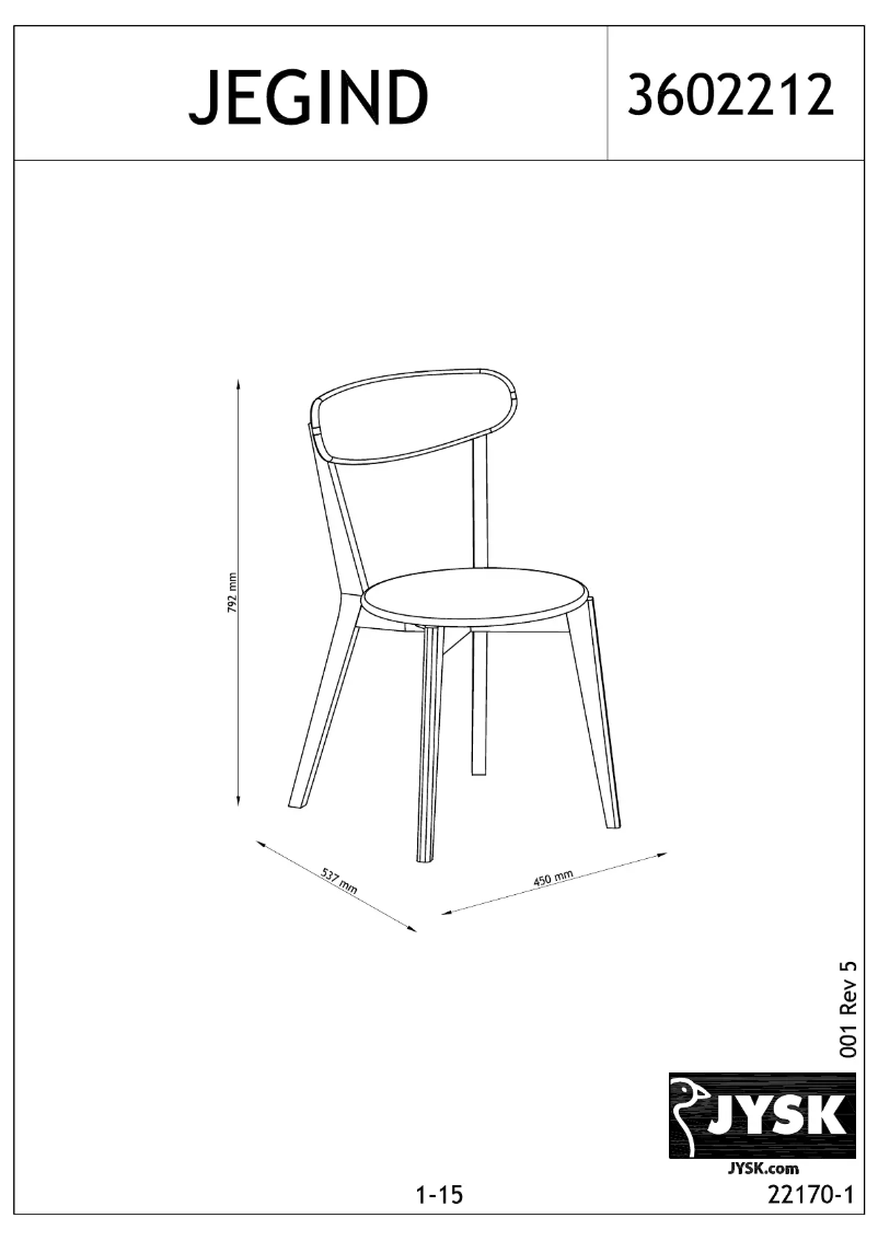 Page 1 de la notice Manuel utilisateur JYSK Jegind