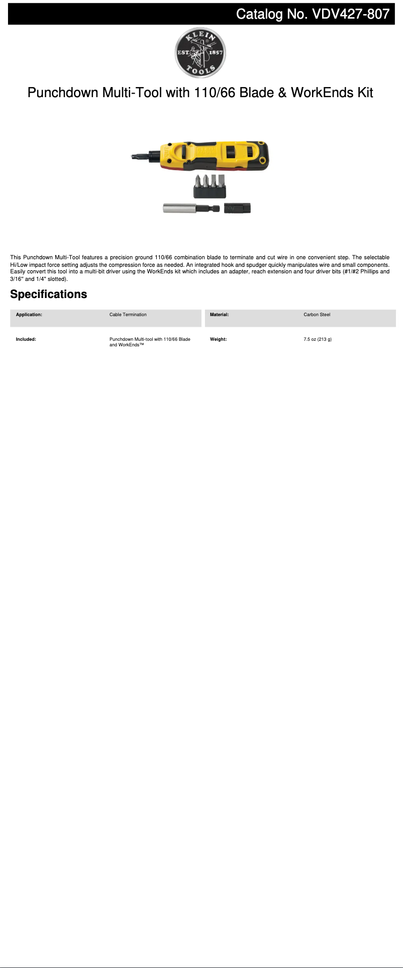 Image de la première page du manuel de l'appareil VDV427-807