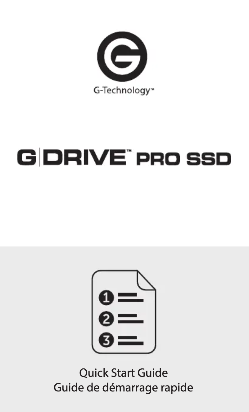 Image de la première page du manuel de l'appareil G-DRIVE Pro SSD