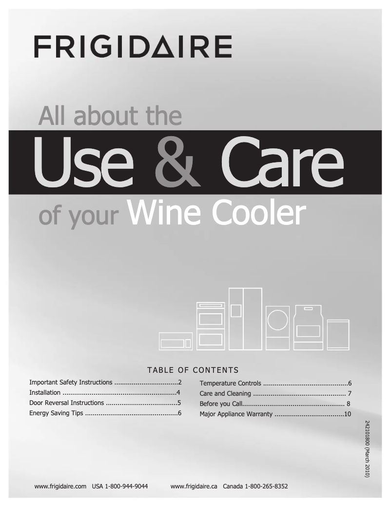 Page 1 de la notice Manuel utilisateur Frigidaire FFWC35F4LB