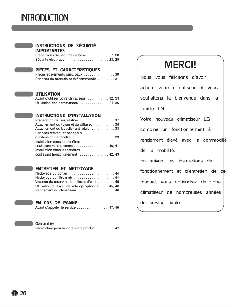 Page n°1 - Manuel utilisateur LG LR120CE
