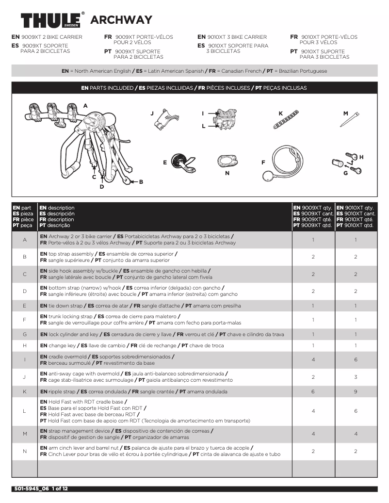 Page 1 de la notice Manuel utilisateur Thule Archway 3