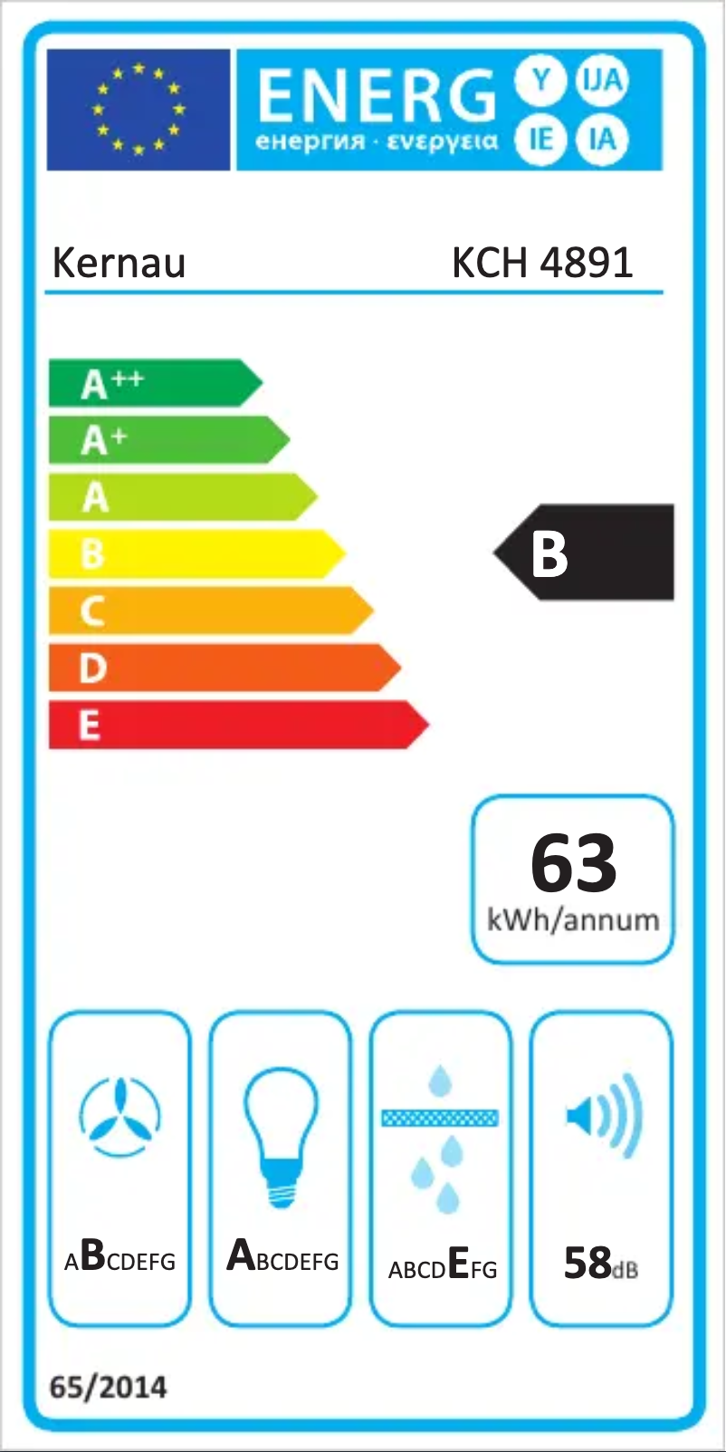 Page 1 de la notice Label énergétique Kernau KCH 4891 W