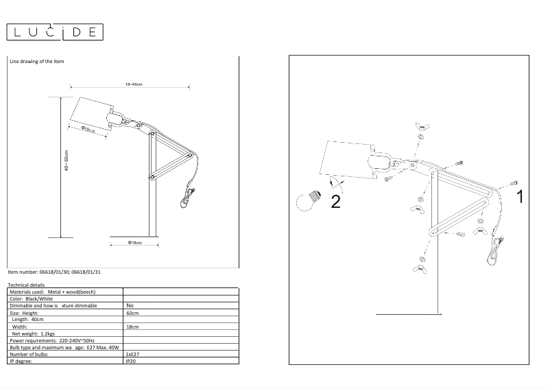 Page 1 de la notice Manuel utilisateur Lucide Kreen 06618/01/31