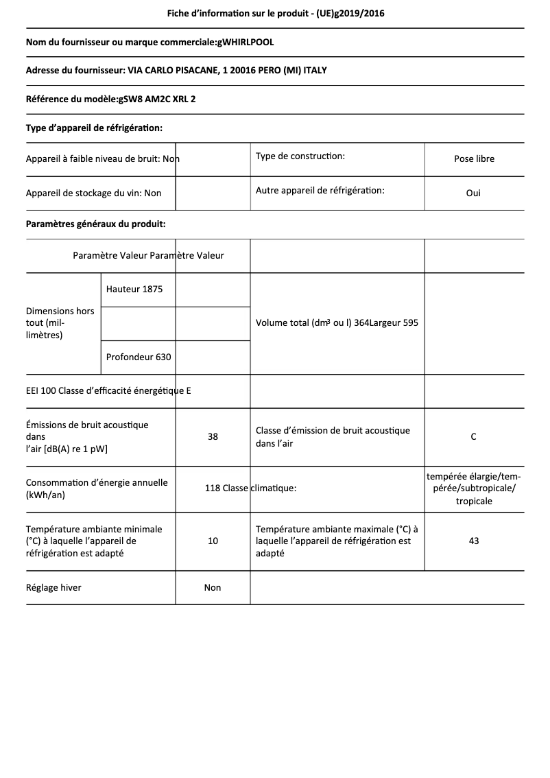 Image de la première page du manuel de l'appareil SW8 AM2C XRL 2